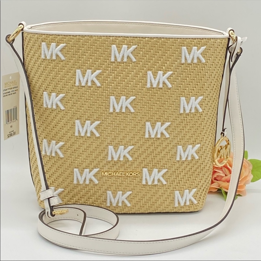 MICHAEL KORS STRAW PYTHON CAPSULE EDEN MD MESSENGR - Picture 7 of 16